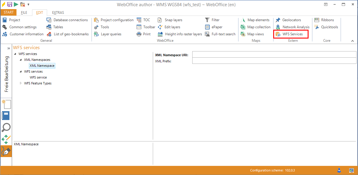 WFS services configuration in WebOffice author WFS services configuration in WebOffice author
