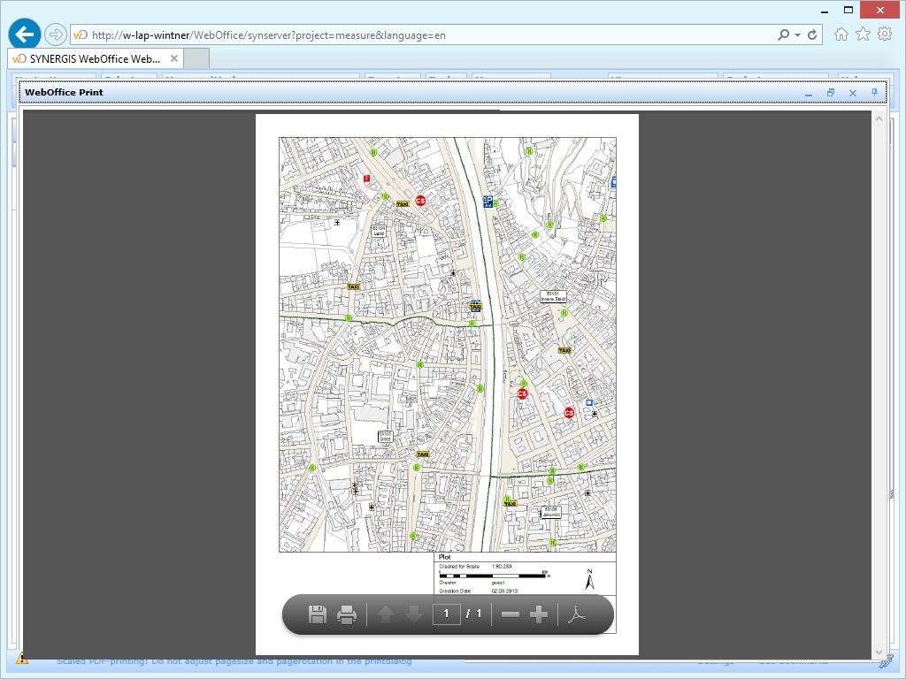 Created print in the WebOffice html client