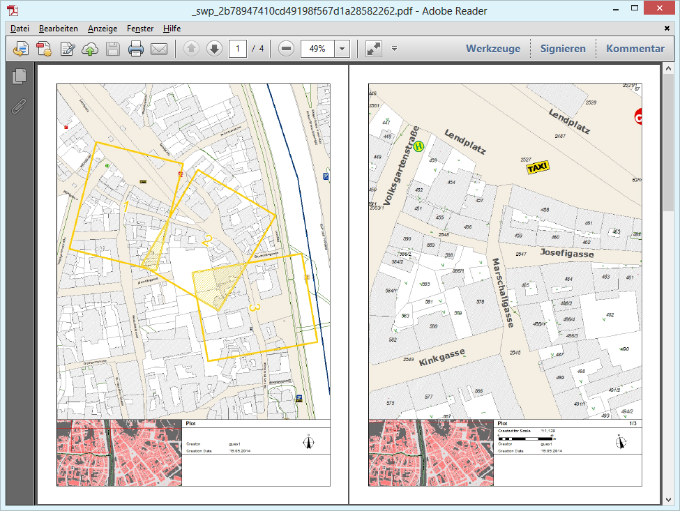 Print with overview page and three sheets