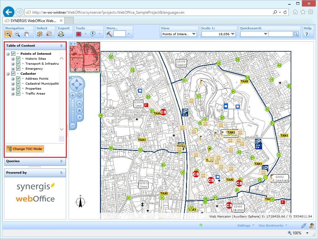 Stack menu in the WebOffice html client Stack menu in the WebOffice html client