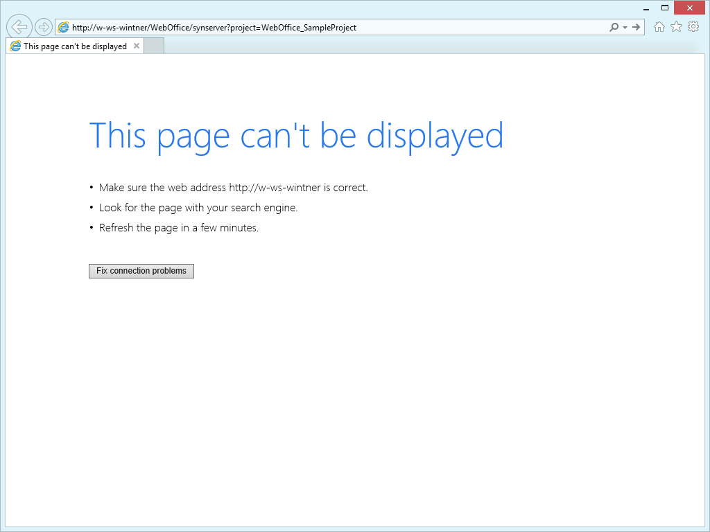 The browser cannot access WebOffice 10.9 R2 SP1
