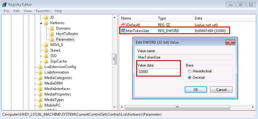 MaxTokenSize MaxTokenSize