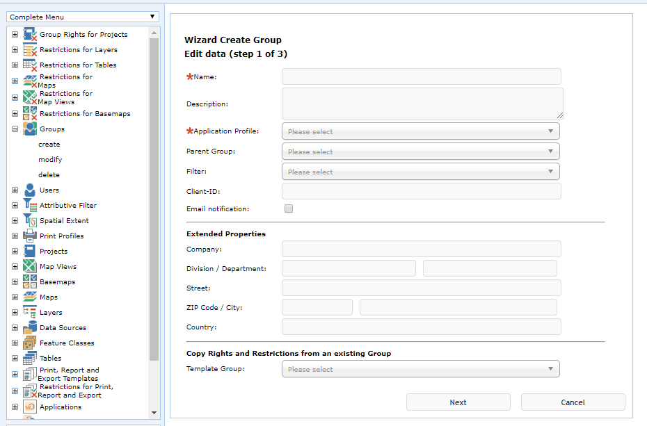 Create group - step 1 Create group - step 1