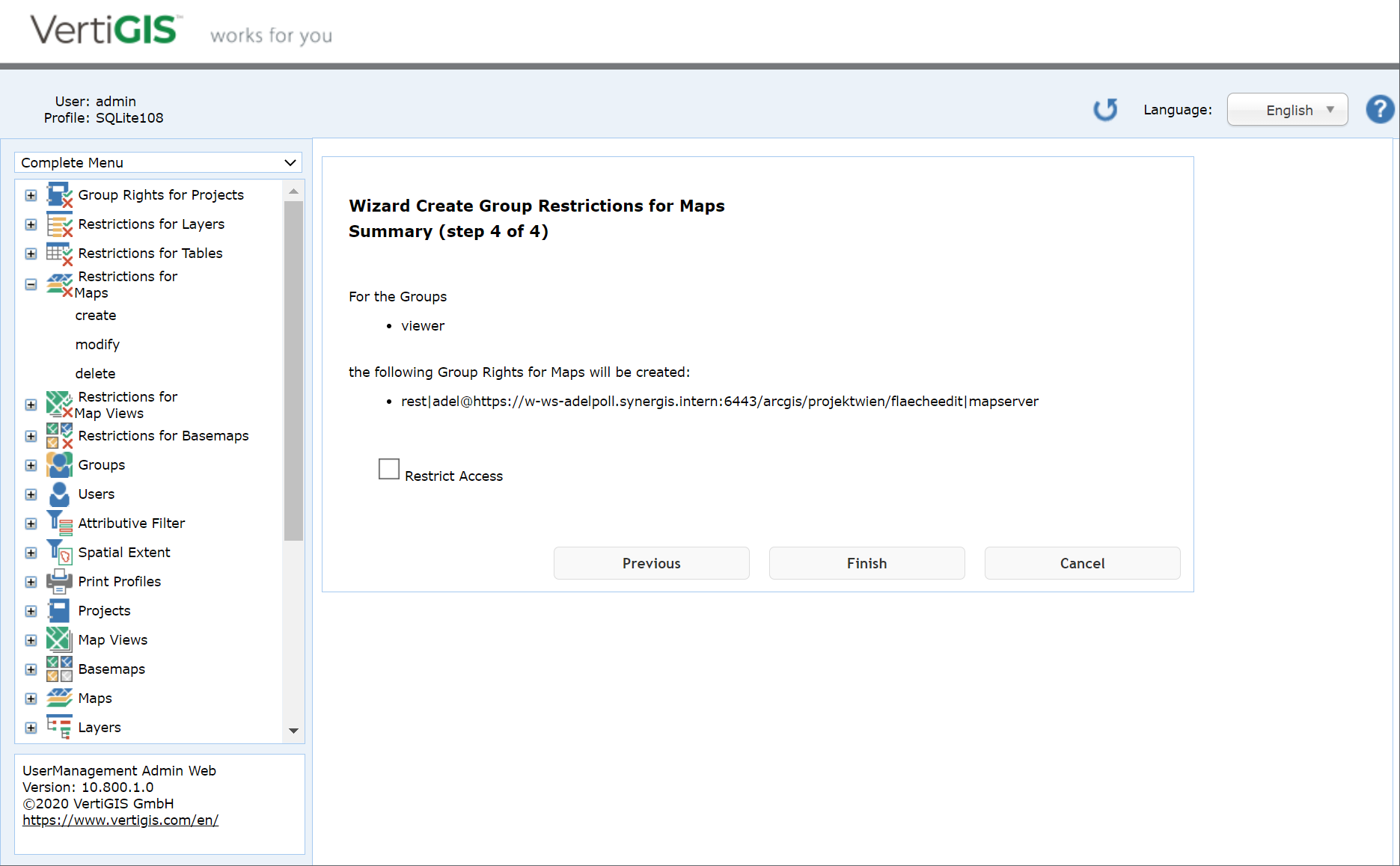 Create group restrictions for maps - step 4 summary Create group restrictions for maps - step 4 summary