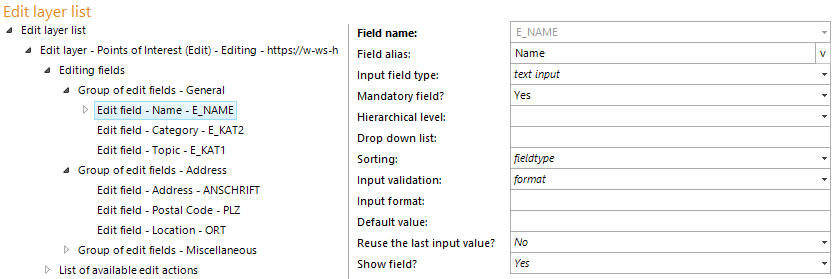 Editing fields within a group of edit field - configuration