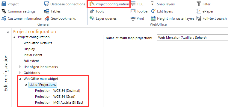 List of projections - Click Info Tool List of projections - Click Info Tool