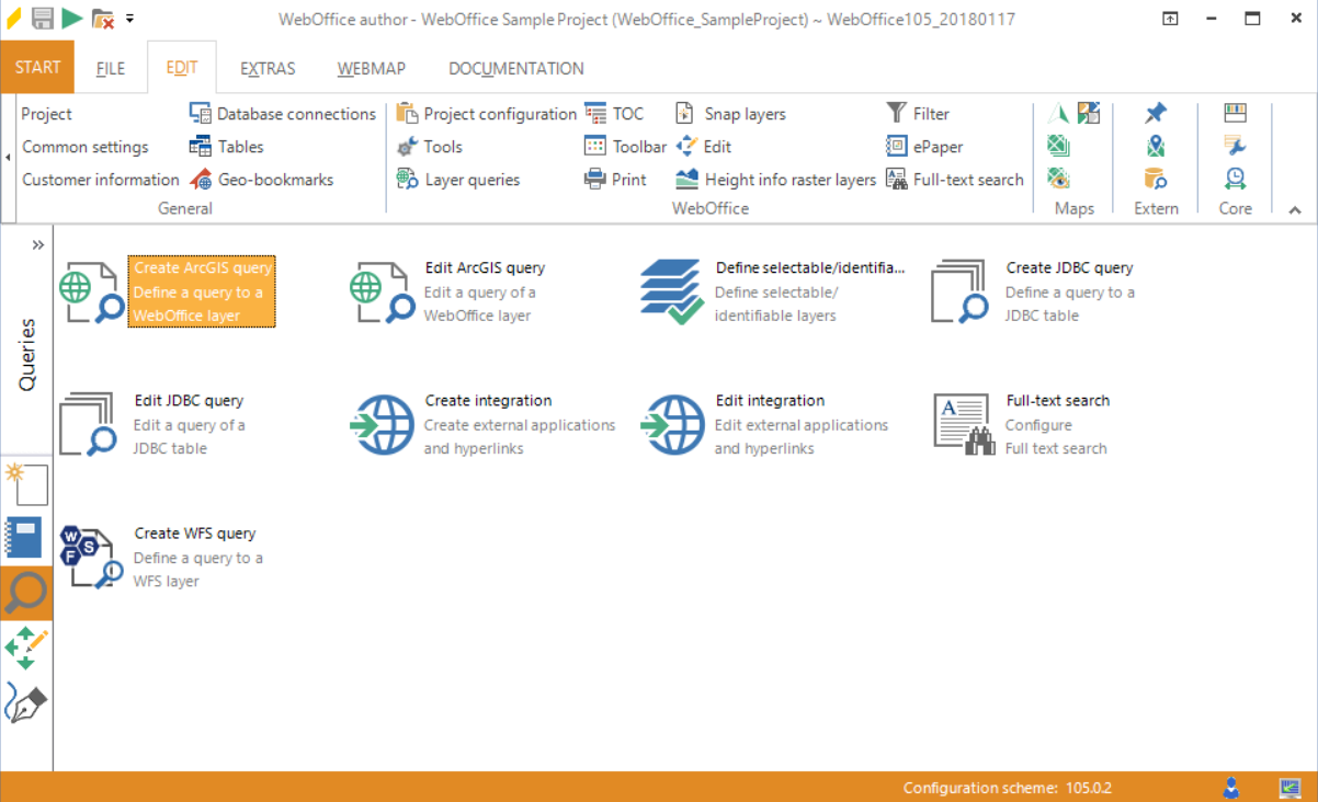 Starting the wizard "Create ArcGIS query" Starting the wizard "Create ArcGIS query"