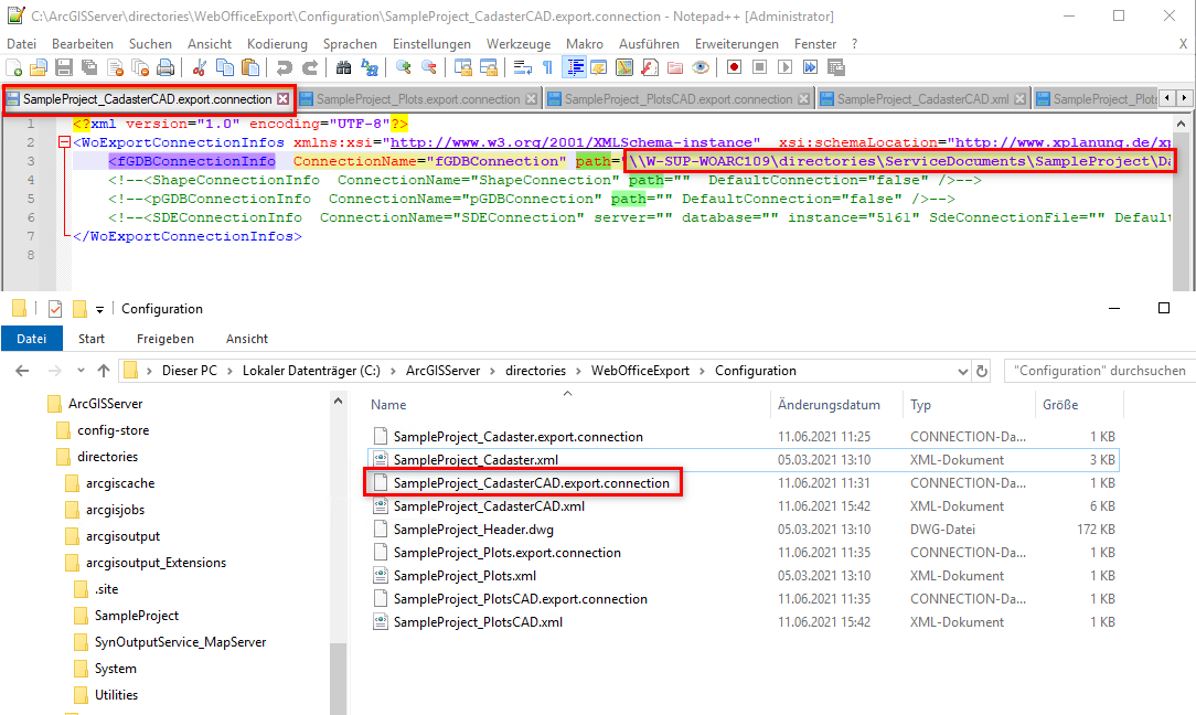 Adapt WebOffice extract server Configuration - Connection file