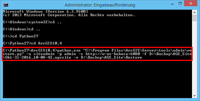 Restore the ArcGIS Server Site configuration by using the Restore Utility program Restore the ArcGIS Server Site configuration by using the Restore Utility program