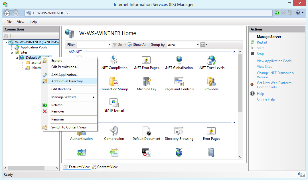 Create a virtual directory named "UserManagementAdminWeb" Create a virtual directory named "UserManagementAdminWeb"