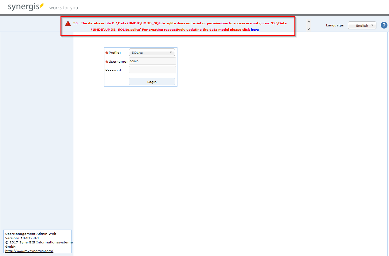 UserManagementAdminWeb notes that there is no data model or it is out of date