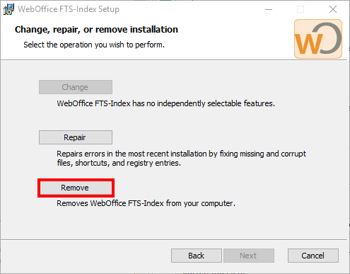 Removing SynerGIS WebOffice FTS-Index Removing SynerGIS WebOffice FTS-Index