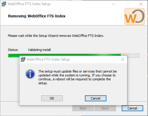 Uninstalling SynerGIS WebOffice FTS-Index Uninstalling SynerGIS WebOffice FTS-Index