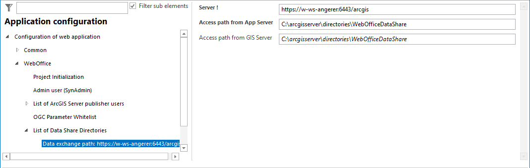List of data share directories configuration