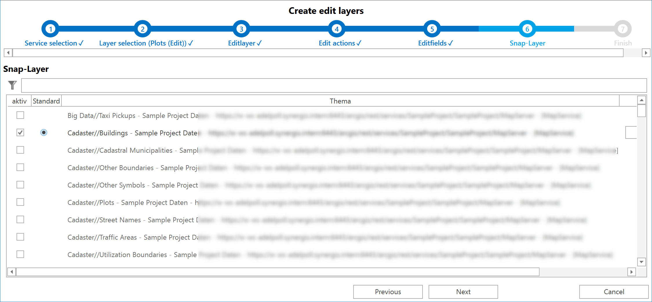 Wizard "Create edit layers" - Step 6 Wizard "Create edit layers" - Step 6