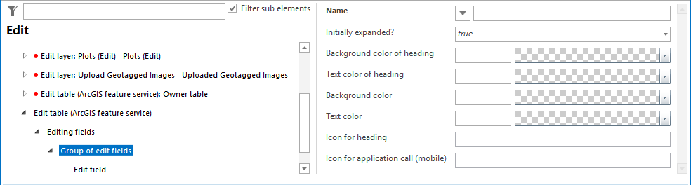 Group of edit fields - configuration Group of edit fields - configuration