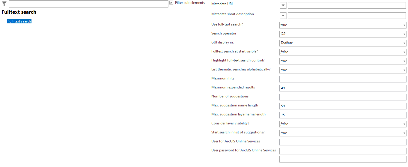 Full-text search configuration