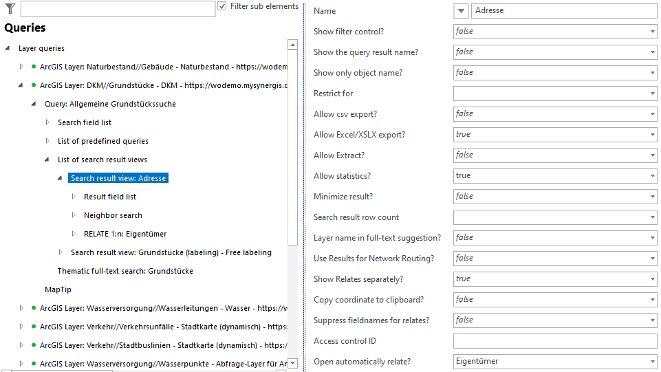 Search result view configuration