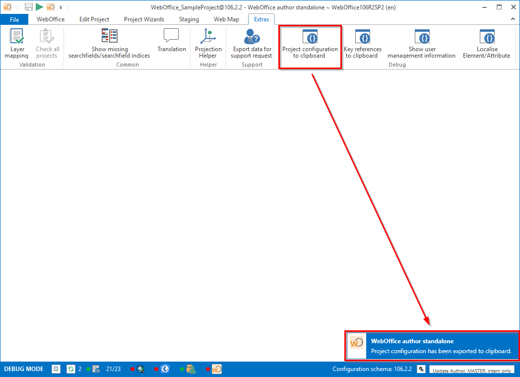 Project configuration to clipboard Project configuration to clipboard