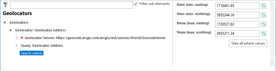 Geolocator search extent configuration