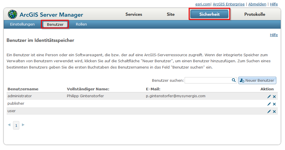 Benutzer konfigurieren im ArcGIS Server Manager Benutzer konfigurieren im ArcGIS Server Manager
