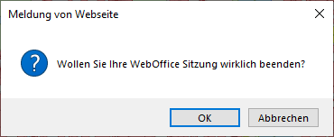 Ausloggen Dialog im WebOffice WebOffice core Client