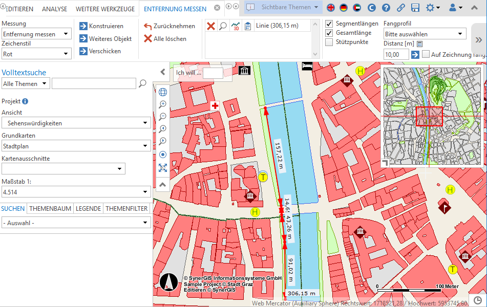 Distanz messen im WebOffice core client mit aktiviertem Punktfang Distanz messen im WebOffice core client mit aktiviertem Punktfang