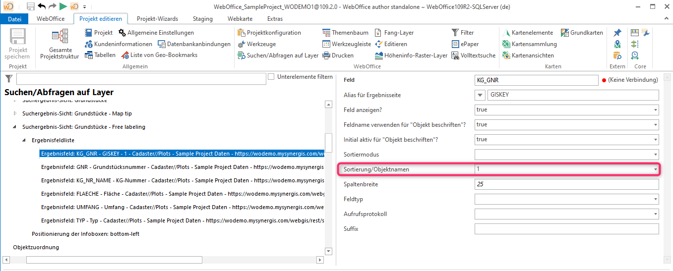 Anpassung der Variable Sortierung/Objektnamen im WebOffice author standalone Anpassung der Variable Sortierung/Objektnamen im WebOffice author standalone