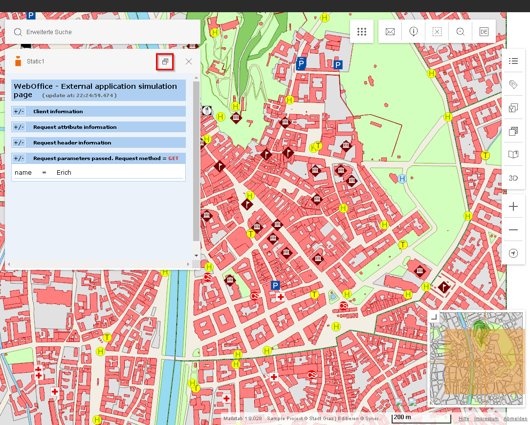 Einfaches Custom Tool mit Anzeigemodus iFrame und einer Position als Fenstertyp im WebOffice flex Client Einfaches Custom Tool mit Anzeigemodus iFrame und einer Position als Fenstertyp im WebOffice flex Client