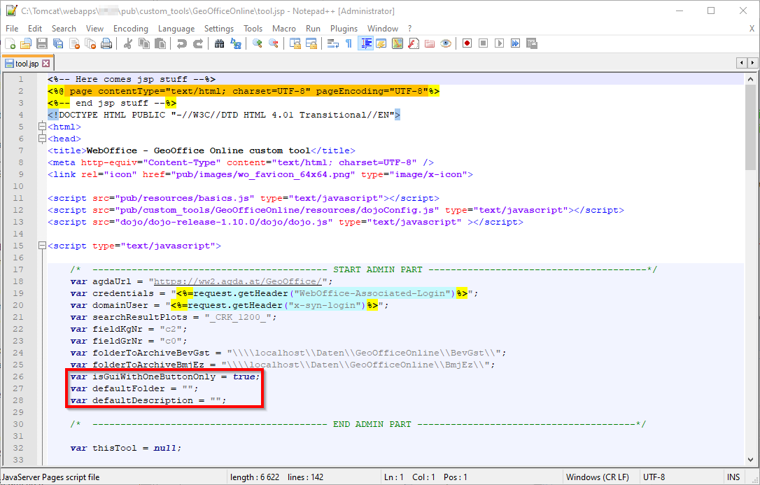 Definieren diverser Variablen in pub\custom_tools\GeoOfficeOnline\tool.jsp Definieren diverser Variablen in pub\custom_tools\GeoOfficeOnline\tool.jsp