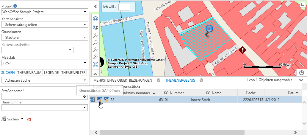 WebOffice mit SAP verbinden über den entsprechenden Button in der Themenergebnisliste WebOffice mit SAP verbinden über den entsprechenden Button in der Themenergebnisliste