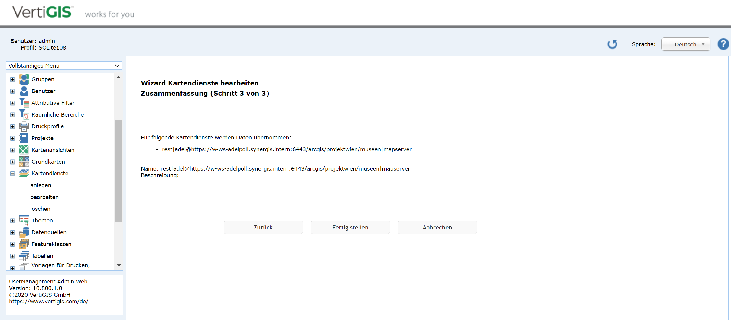 Einen Kartendienst ändern - Schritt 3 Einen Kartendienst ändern - Schritt 3