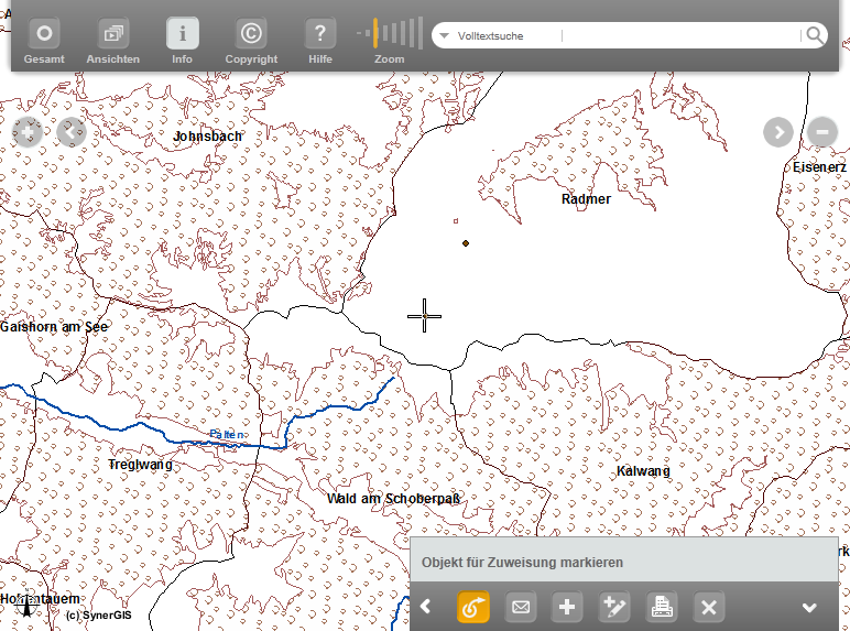 Werkzeugleiste mit aktiviertem Objekt zuweisen'-Tool Werkzeugleiste mit aktiviertem Objekt zuweisen'-Tool