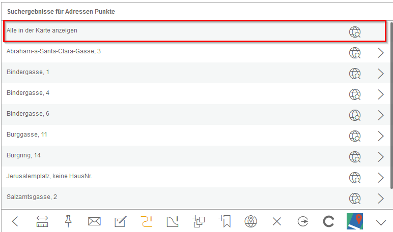 Mehrfachtreffer durch einen Klick in der Karte anzeigen