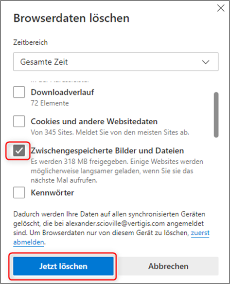 Browsercache leeren in Microsoft Edge Browsercache leeren in Microsoft Edge