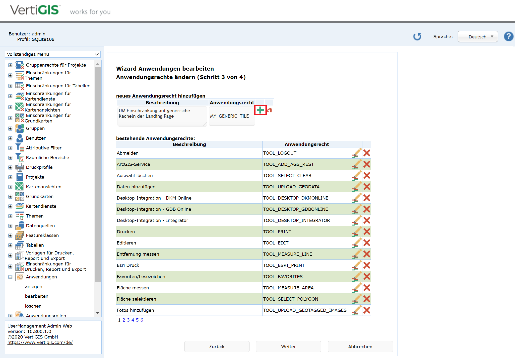 Anwendungen bearbeiten - Schritt 3 Anwendungsrechte bearbeiten Anwendungen bearbeiten - Schritt 3 Anwendungsrechte bearbeiten