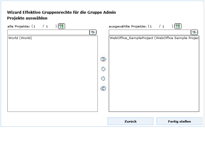UserManagement Admin Web - Projektauswahl für effektive Gruppenrechte UserManagement Admin Web - Projektauswahl für effektive Gruppenrechte