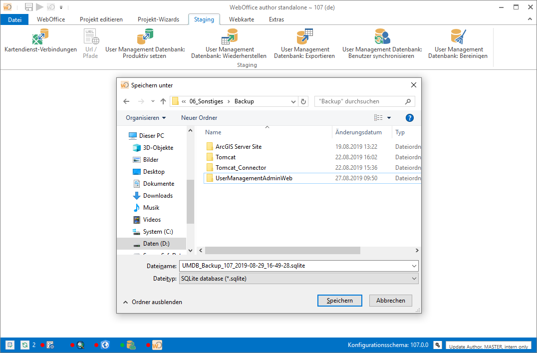 Auswahl eines Verzeichnis für die Sicherungsdatei der UserManagement Datenbank