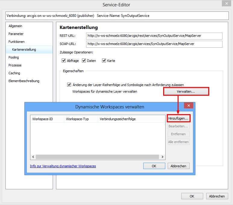 Dynamische Workspaces editieren Dynamische Workspaces editieren