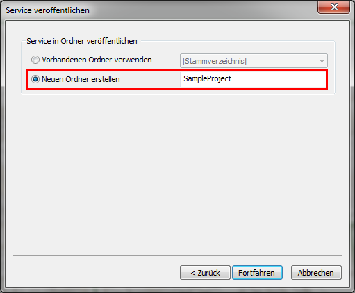 Neuen Ordner "SampleProject" erstellen Neuen Ordner "SampleProject" erstellen