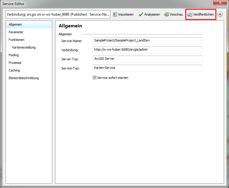 Veröffentlichen des Service