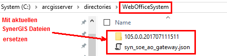 SynerGIS-Dateien im WebOfficeSystem Verzeichnis aktualisieren