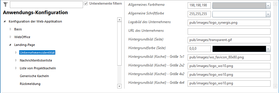 Konfiguration der Unternehmensidentität Konfiguration der Unternehmensidentität