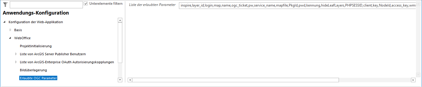 Konfiguration der Erlaubten OGC Parameter Konfiguration der Erlaubten OGC Parameter
