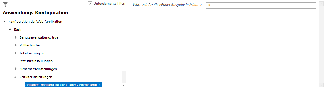 Konfiguration - Zeitüberschreitung für die ePaper Generierung Konfiguration - Zeitüberschreitung für die ePaper Generierung