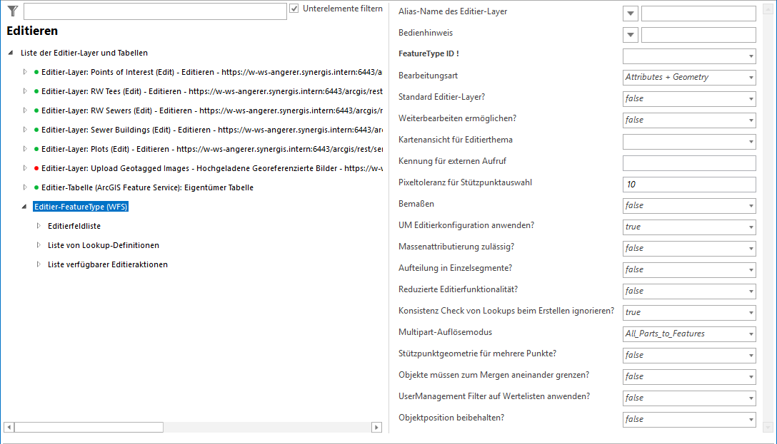 EditierFeatureType (WFS) - Konfiguration EditierFeatureType (WFS) - Konfiguration