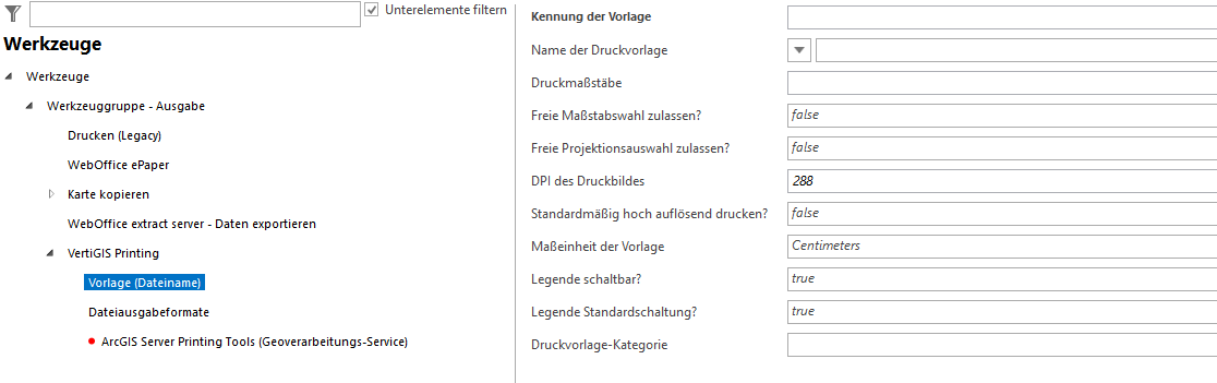 Konfiguration der Druckvorlage Konfiguration der Druckvorlage