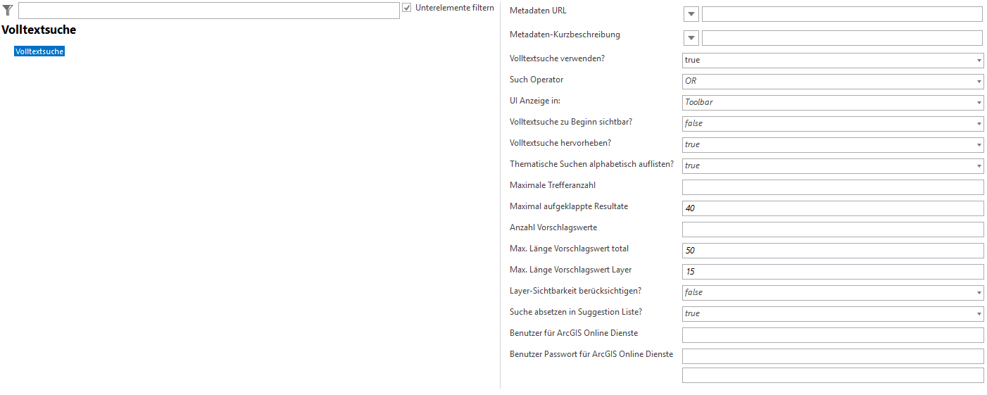 Konfiguration der Volltextsuche