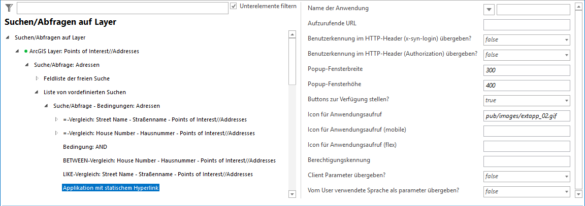 Konfiguration Applikation mit statischem Hyperlink Konfiguration Applikation mit statischem Hyperlink