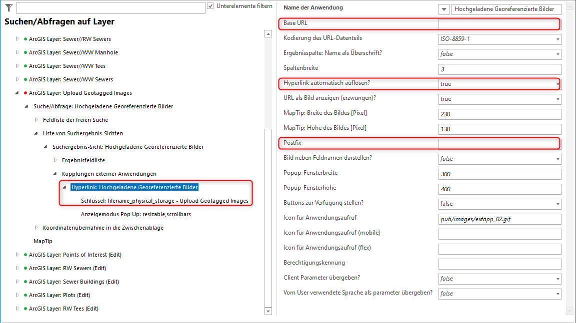 Hyperlink Konfiguration für ein Feld mit voller Bild-URL